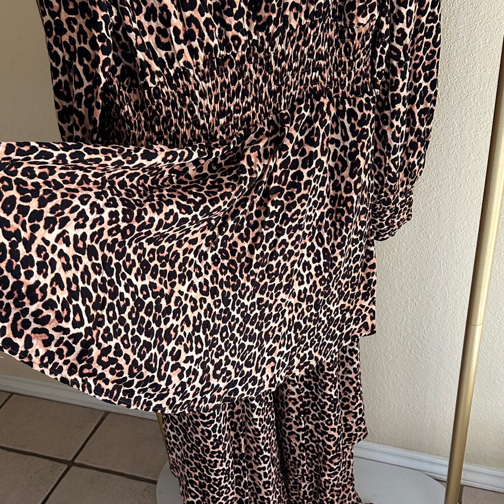 Tiered Ruffle Leopard Print High/Low Maxi Dress - Picture 7 of 9